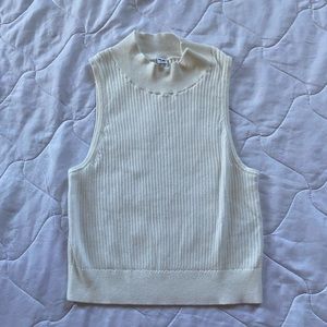 White Ribbed UNIQLO Turtleneck Tanktop